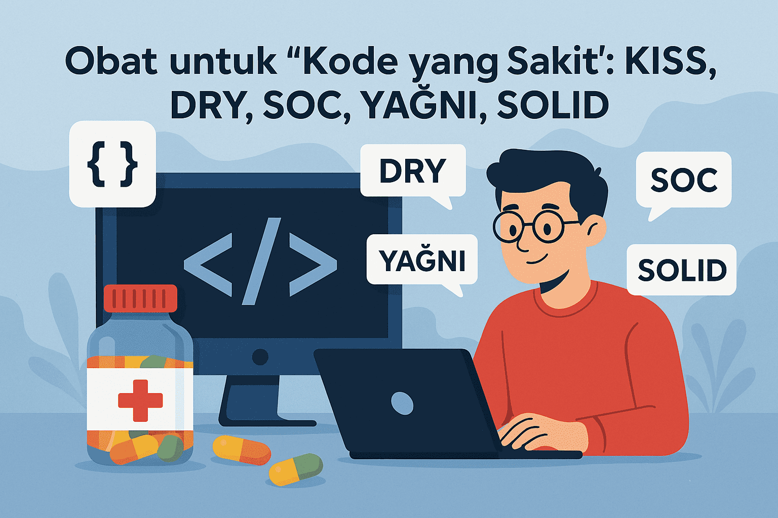Obat untuk Kode yang Sakit: KISS, DRY, SoC, YAGNI, SOLID